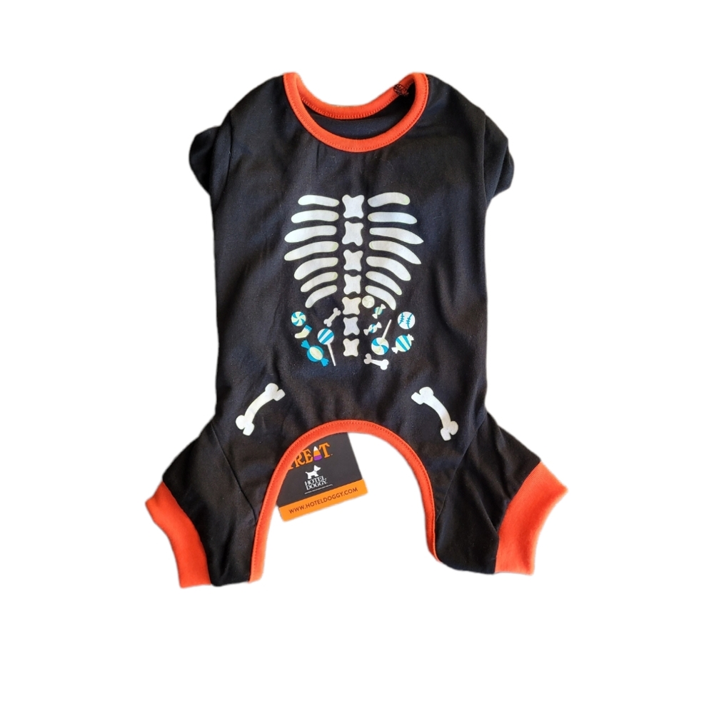 HOTEL DOGGY Skeleton Halloween One-Piece Shirt Size S